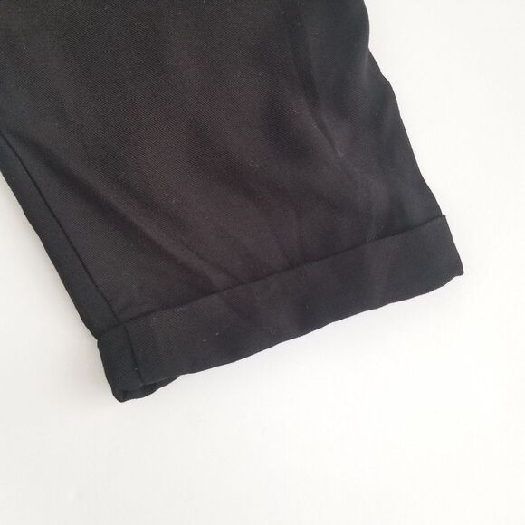 Express Button Front Jumpsuit Womens XS Roll Tab Sleeve Black Viscose Front Tie - Picture 9 of 9